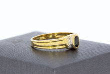 Saffier ring met Diamant 18 karaat goud - 17,9 mm
