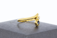 Diamantring met Saffier 18 karaat goud - 18,3 mm