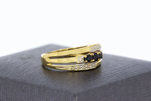 Bicolor 18 Karaat gouden Saffier ring met Diamant -  17,4 mm