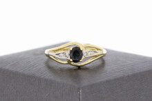 Entourage Saffier ring met Diamant 14 Karaat goud - 18,4 mm