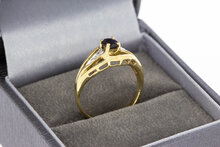 Saffier ring met Diamant 14 Karaat goud - 16,9 mm