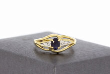 Saffier ring met Diamant 14 Karaat goud - 16,9 mm
