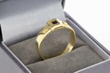 18 karaat gouden Saffier ring met Diamant - 19,3 mm