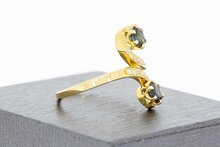 18 Karaat gouden Slagring met Diamant en Saffier-18,2 mm