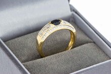 18 Karaat gouden Saffier Bandring met Diamant - 16,4 mm