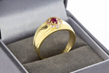 18 Karaat gouden Robijn ring met Saffier - 19,2 mm