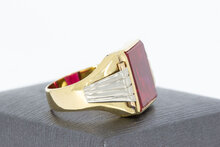 18 Karaat bicolor gouden Statement Robijn ring - 20,3 mm