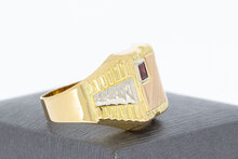 18 Karaat tricolor gouden Statement ring met Robijn-20,5 mm