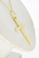 14 Karaat geel gouden Kruis ketting hanger (3,5 cm)