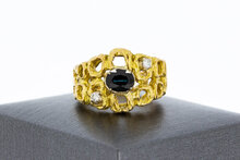 18 Karaat gouden Saffier Ring met Diamant - 18,7 mm