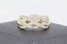 Gevlochten 14 karaat gouden Bandring met Diamant - 18,7 mm
