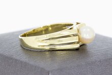 14 Karaat geel gouden Parelring - 17,6 mm