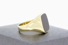 14 Karaat geel gouden Onyx Pinkring - 16,3 mm