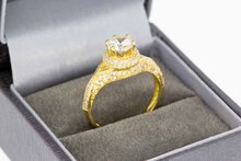 18 Karaat gouden Markies ring gezet met Zirkonia - 18 mm