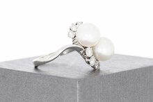 18 Karaat gouden Parel ring met Diamant - 18,1 mm