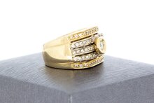 14 Karaat geel gouden Bandring gezet met Diamant-0.74 crt