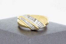 18 Karaat bicolor gouden Bandring met Diamant - 18,5 mm
