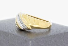 18 Karaat bicolor gouden Bandring met Diamant - 18,5 mm
