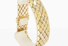 14 Karaat gouden gefigureerde brede armband - 21 cm