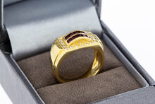 18 Karaat Robijnring met Diamant - 18 mm