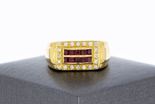 18 Karaat Robijnring met Diamant - 18 mm