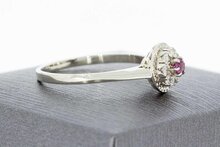 14 Karaat  Robijn ring met Diamant - 19,4 mm