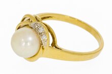 18 karaat Parelring met diamantjes - 18 mm