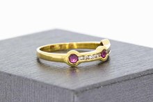 Robijn ring met Diamant 18 Karaat - 16,8 mm