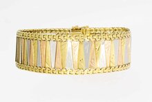 14 Karaat tricolor brede armband - 20,2 cm
