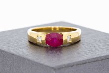18 Karaat Robijnring met Diamant - 17 mm