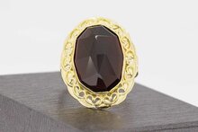 14 Karaat goud Retro Granaat ring - 17,9 mm