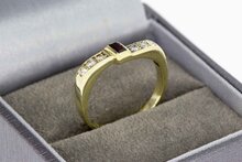 14 karaat Robijn ring met Diamant - 17,6 mm