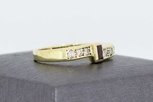 14 karaat Robijn ring met Diamant - 17,6 mm
