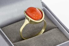 14 Karaat goud bloed koraal ring - 19,4 mm