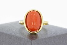 14 Karaat goud bloed koraal ring - 19,4 mm