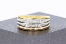 Tricolor 18 Karaat goud diamant ring - 19,6 mm