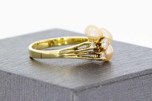 14 Karaat Parelring met Diamant - 15,8 mm