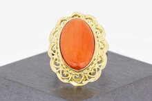 14 Karaat Bloedkoraal ring - 18,3 mm