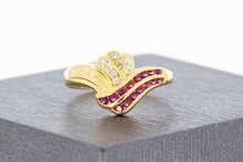 18 Karaat Robijnring met Diamant - 16,4 mm