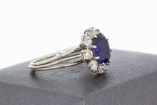 18 Karaat Saffier dames ring met Diamant - 17,2 mm