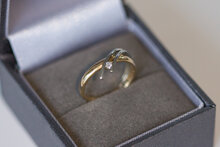 14 Karaat bicolor ring met Diamant - 14,9 mm
