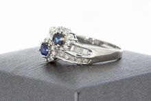 18 Karaat saffier ring met diamant - 18,9 mm