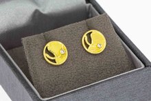 18 Karaat gouden diamant oorknoppen - 9,1 mm