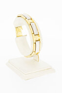 14 Karaat bicolor gouden Plaatjes armband - 18 cm