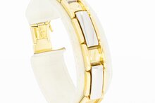 14 Karaat bicolor gouden Plaatjes armband - 18 cm