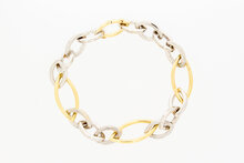 14 Karaat bicolor gouden schakelarmband - 20,5 cm