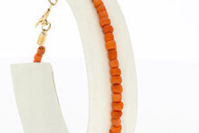 Bloedkoraal armband 14 karaat goud - 18,7 cm