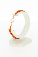 Bloedkoraal armband 14 karaat goud - 18,7 cm
