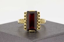 14 karaat gouden granaat ring - 19,1 mm