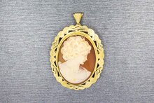 14 karaat gouden Camee hanger - 4 cm